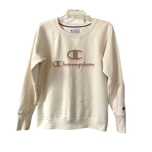 Champion Sweatshirt Crewneck Ivory Cream Off White Pullover Size Medium
